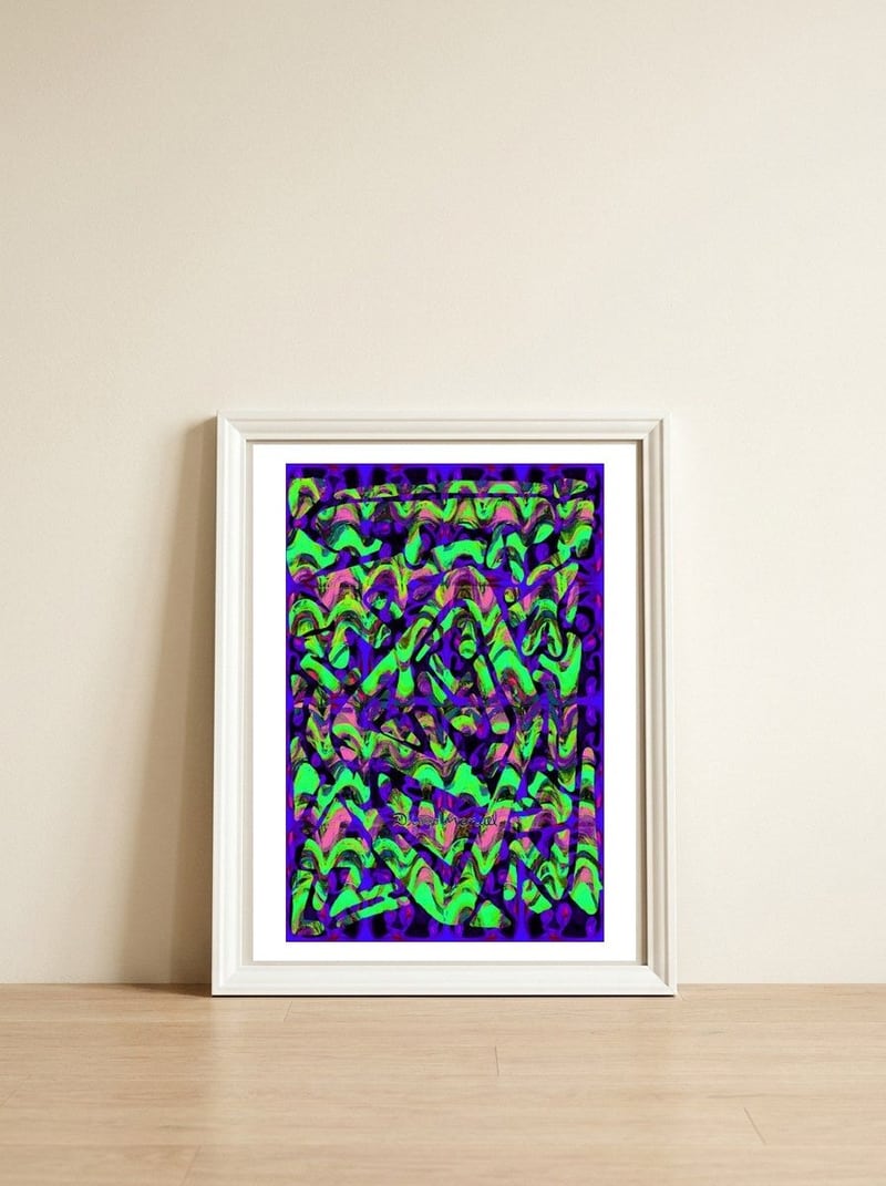 New Graffiti B 11 — framed, leaning against the wall