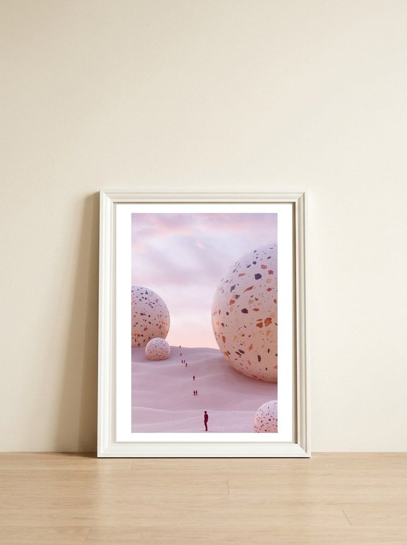 DUNE BALLS — framed, leaning against the wall