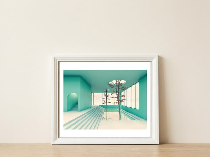 MINT POOL — framed, leaning against the wall