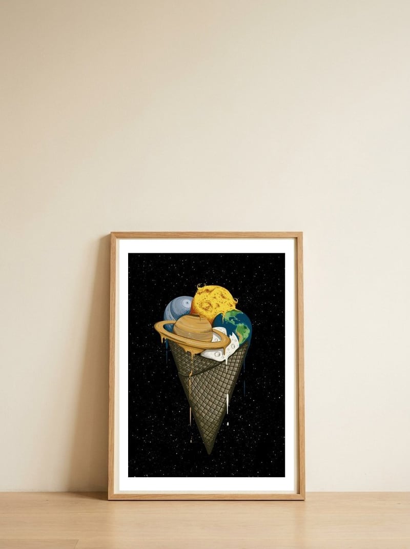 Galactic Ice Cream — framed, leaning against the wall