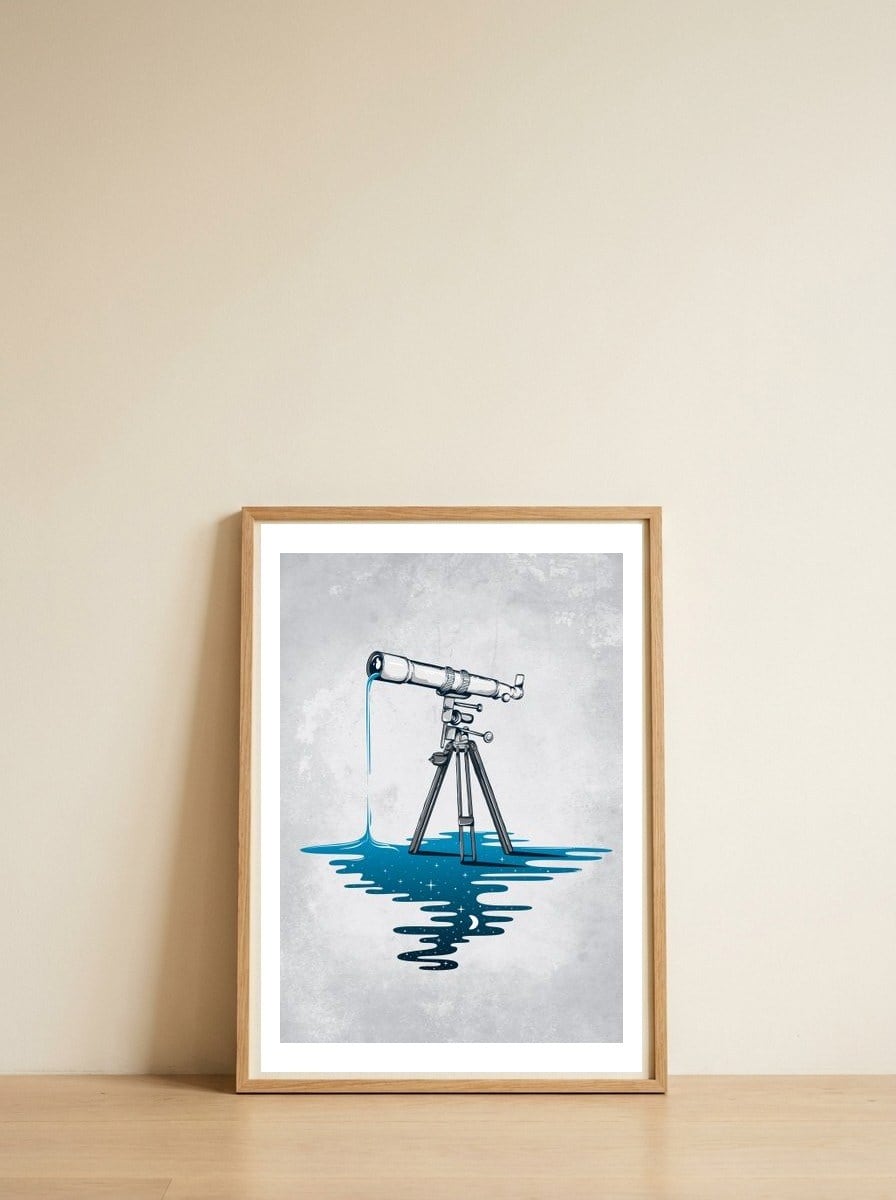 Liquid Universe — framed, leaning against the wall