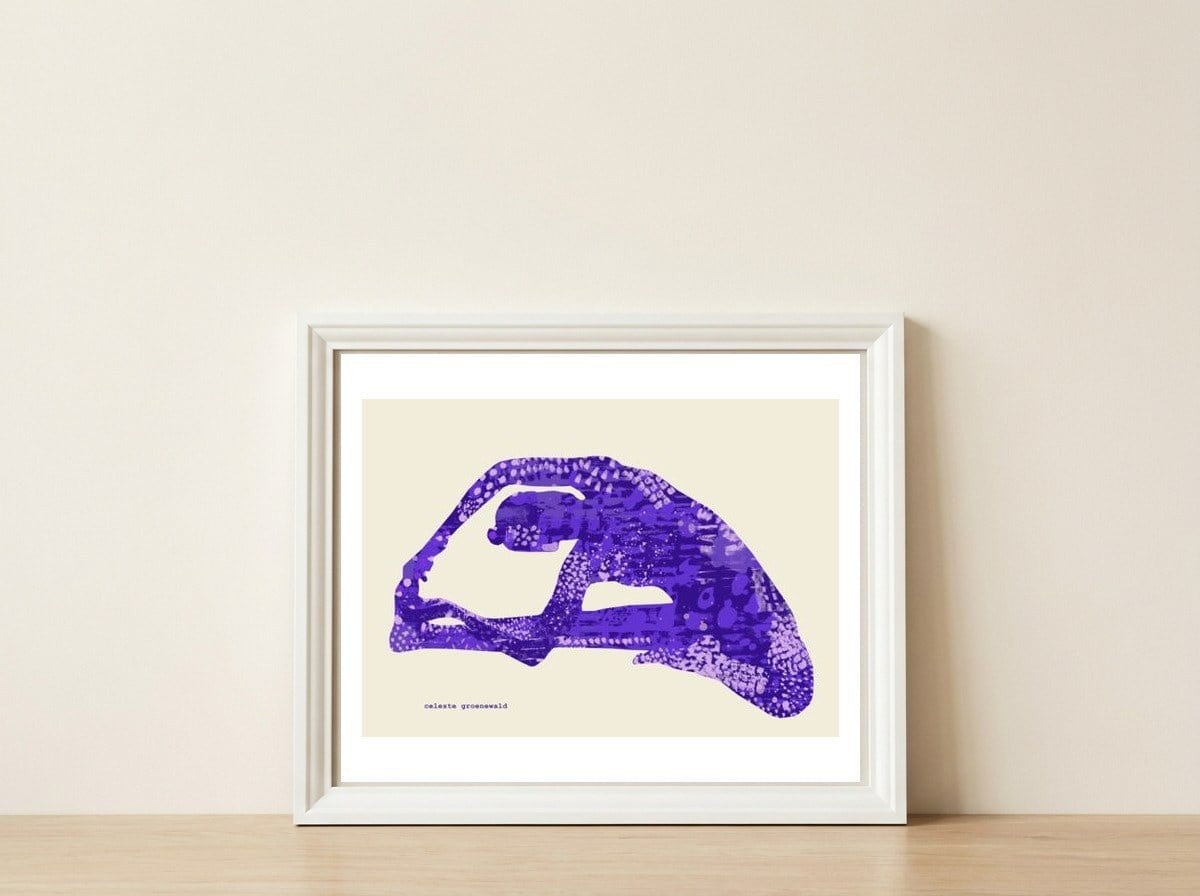 Parivrtta Janu Sirsasana in Purple — framed, leaning against the wall
