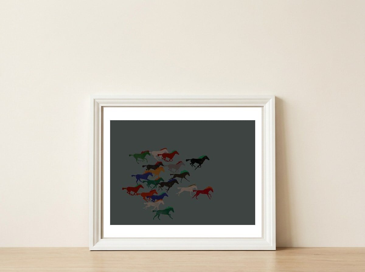 Stampede — framed, leaning against the wall
