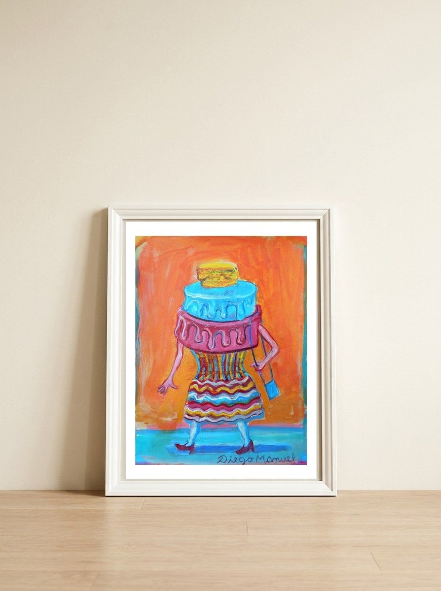 Mujer Pastel — framed, leaning against the wall