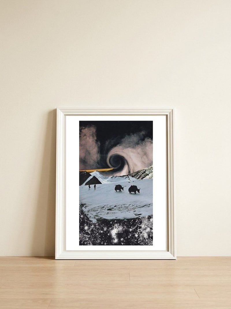 Black Sky — framed, leaning against the wall