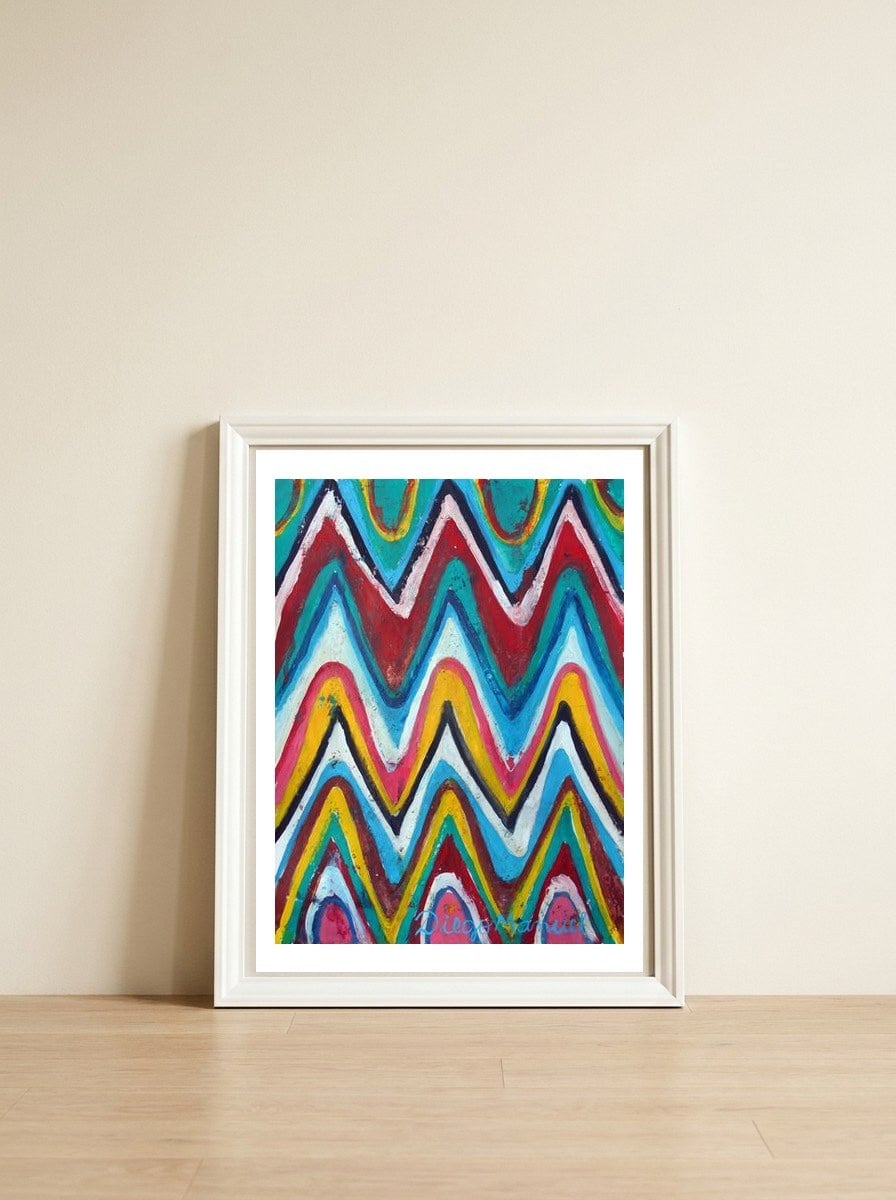 Pop Multicolor 2 — framed, leaning against the wall