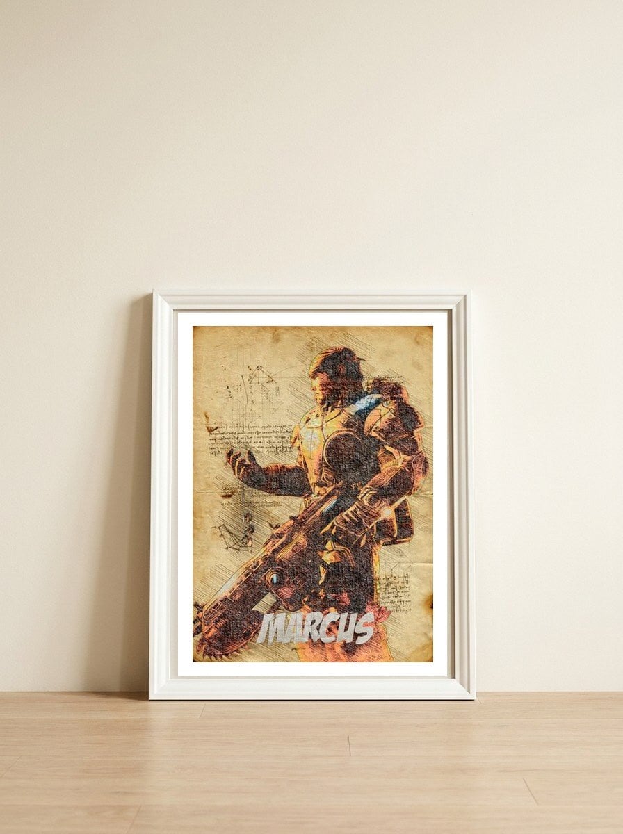 Marcus — framed, leaning against the wall