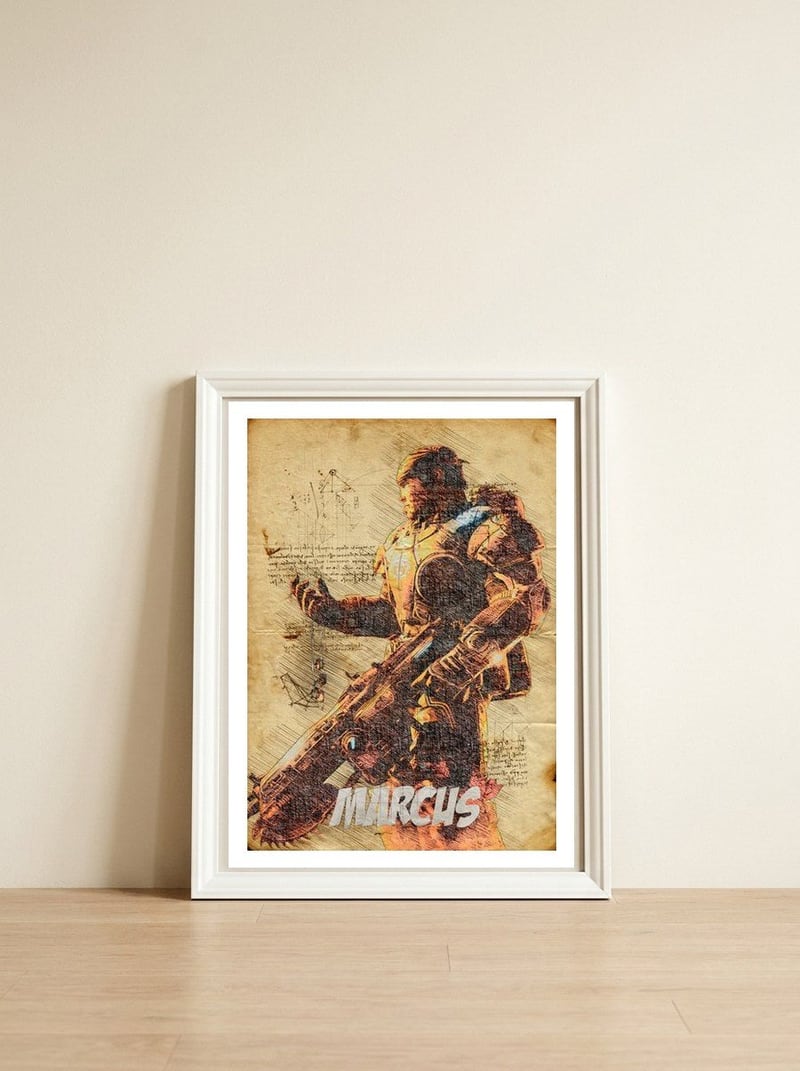 Marcus — framed, leaning against the wall