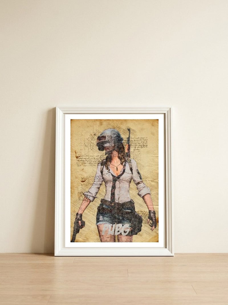 Pubg — framed, leaning against the wall