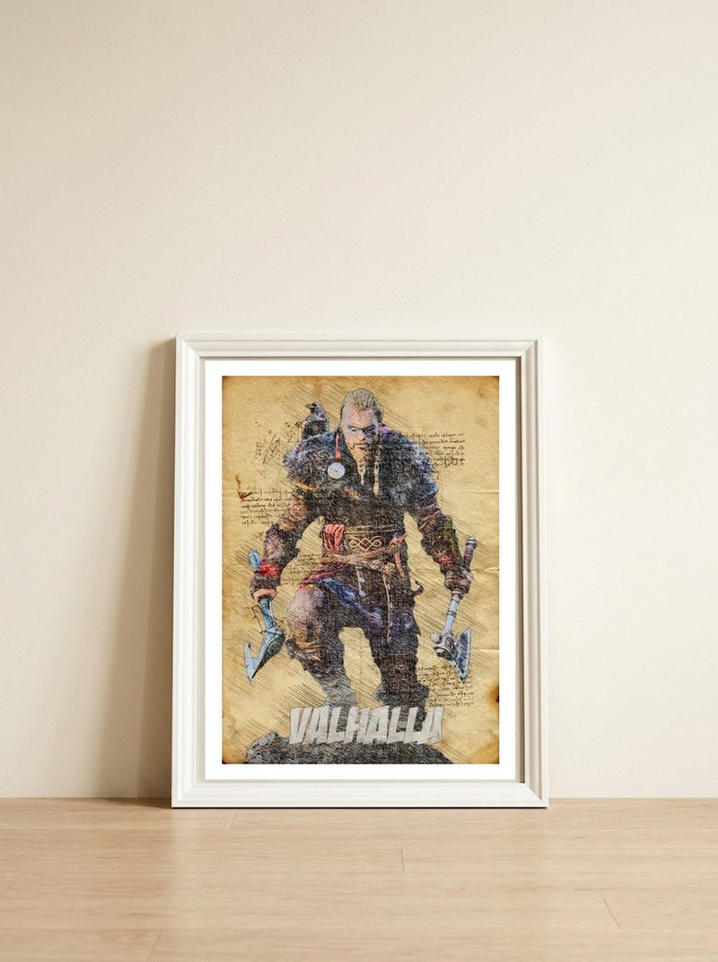 Valhalla — framed, leaning against the wall
