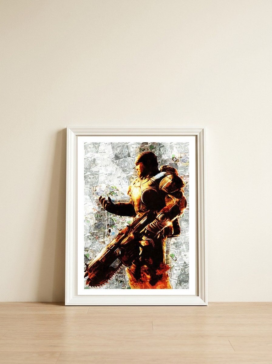 Gears Of War — framed, leaning against the wall
