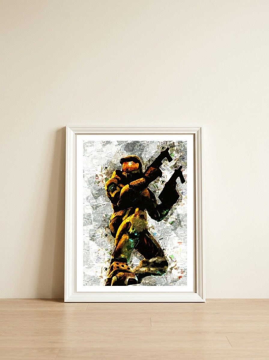 Master Chief — framed, leaning against the wall