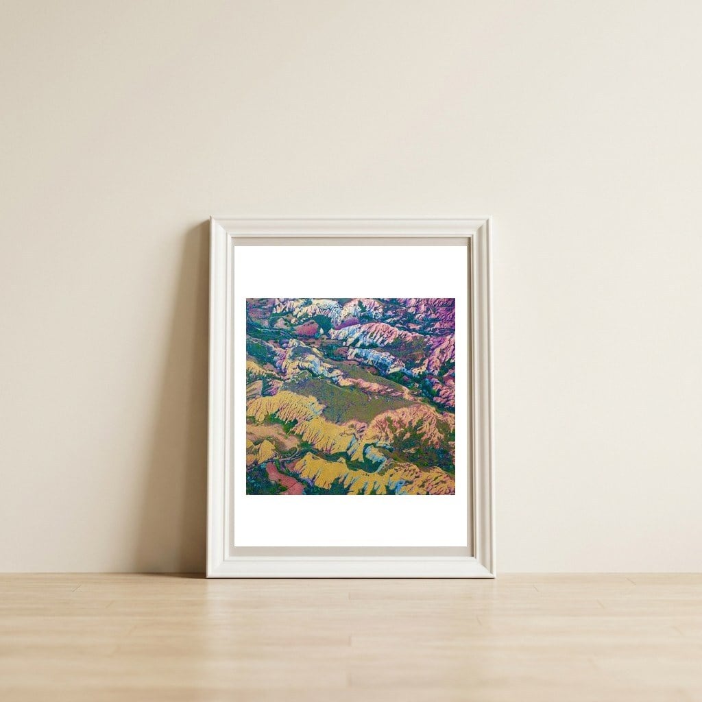 Golden Land — framed, leaning against the wall