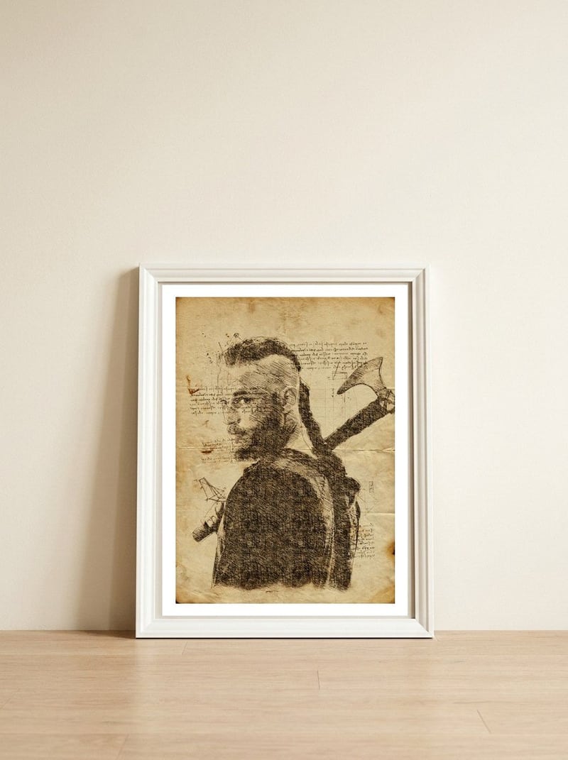 Ragnar — framed, leaning against the wall
