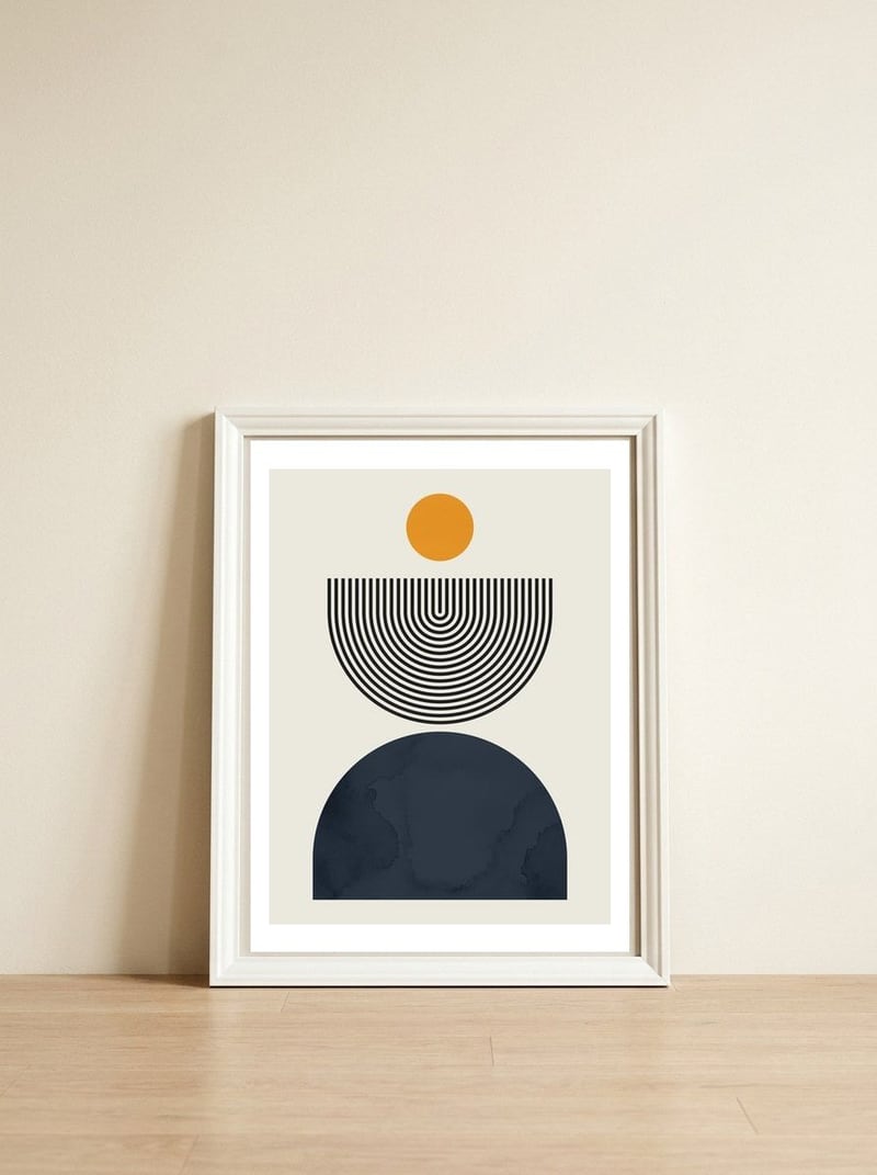 Minimalist geometry V — framed, leaning against the wall