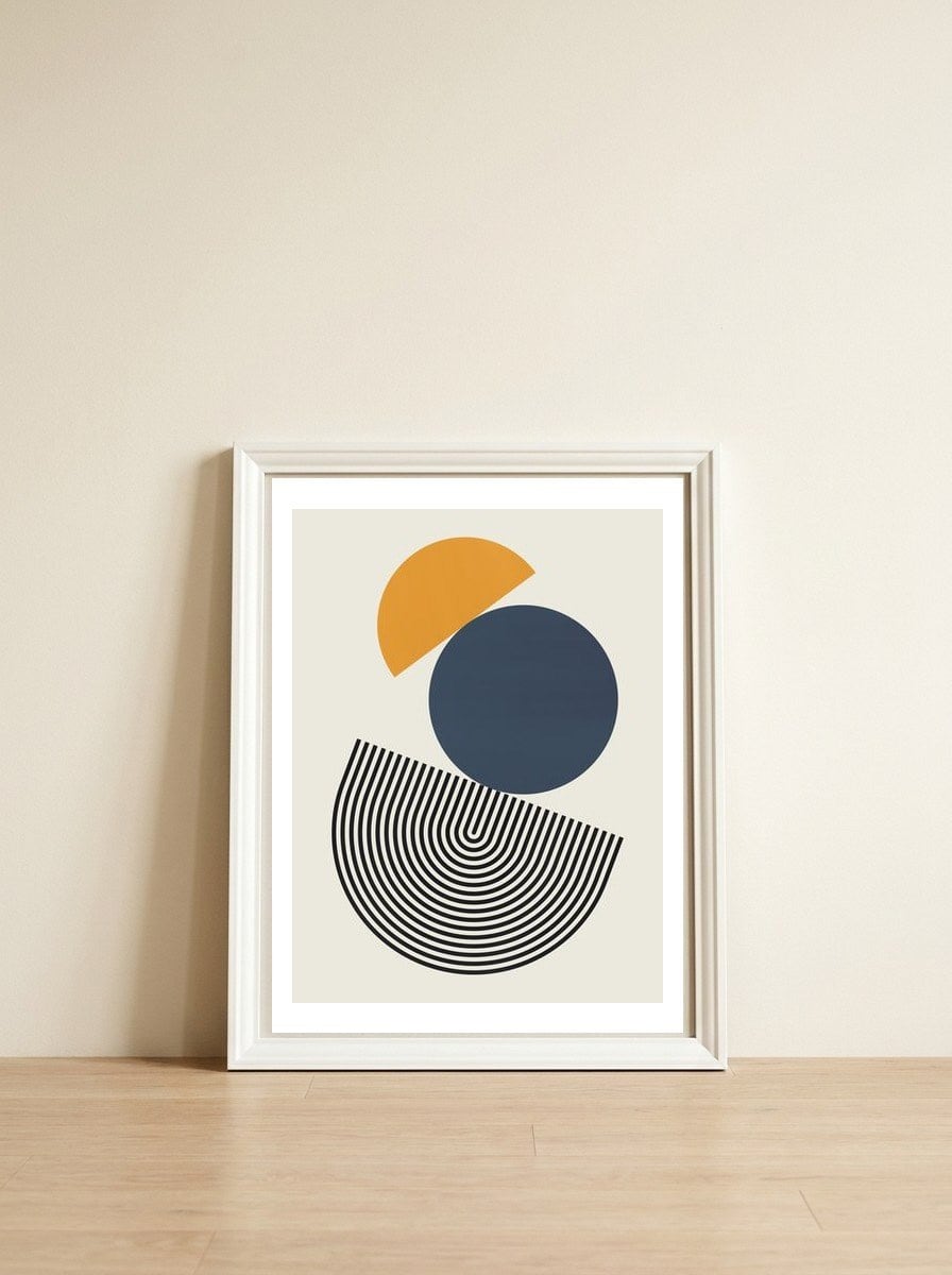 Minimalist geometry II — framed, leaning against the wall