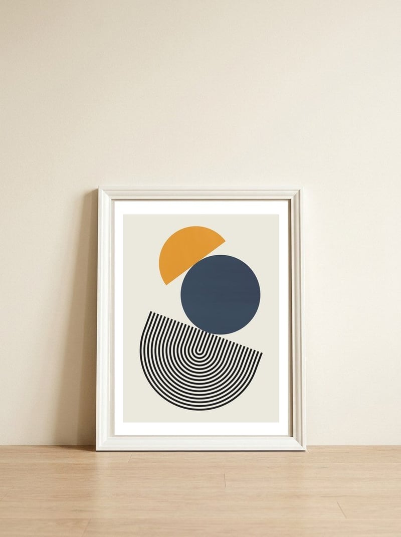 Minimalist geometry II — framed, leaning against the wall