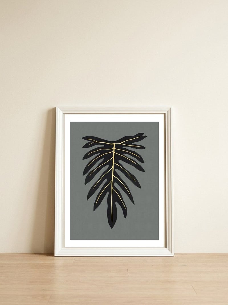 Golden Leaf 04 — framed, leaning against the wall
