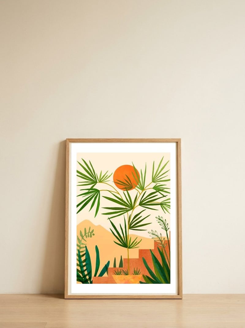 Harvest Moon Landscape — framed, leaning against the wall