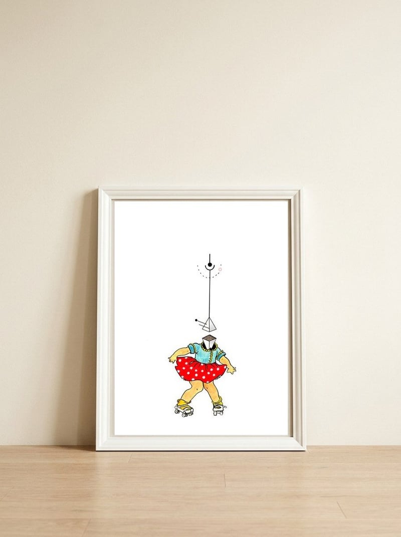 Roller Girl — framed, leaning against the wall