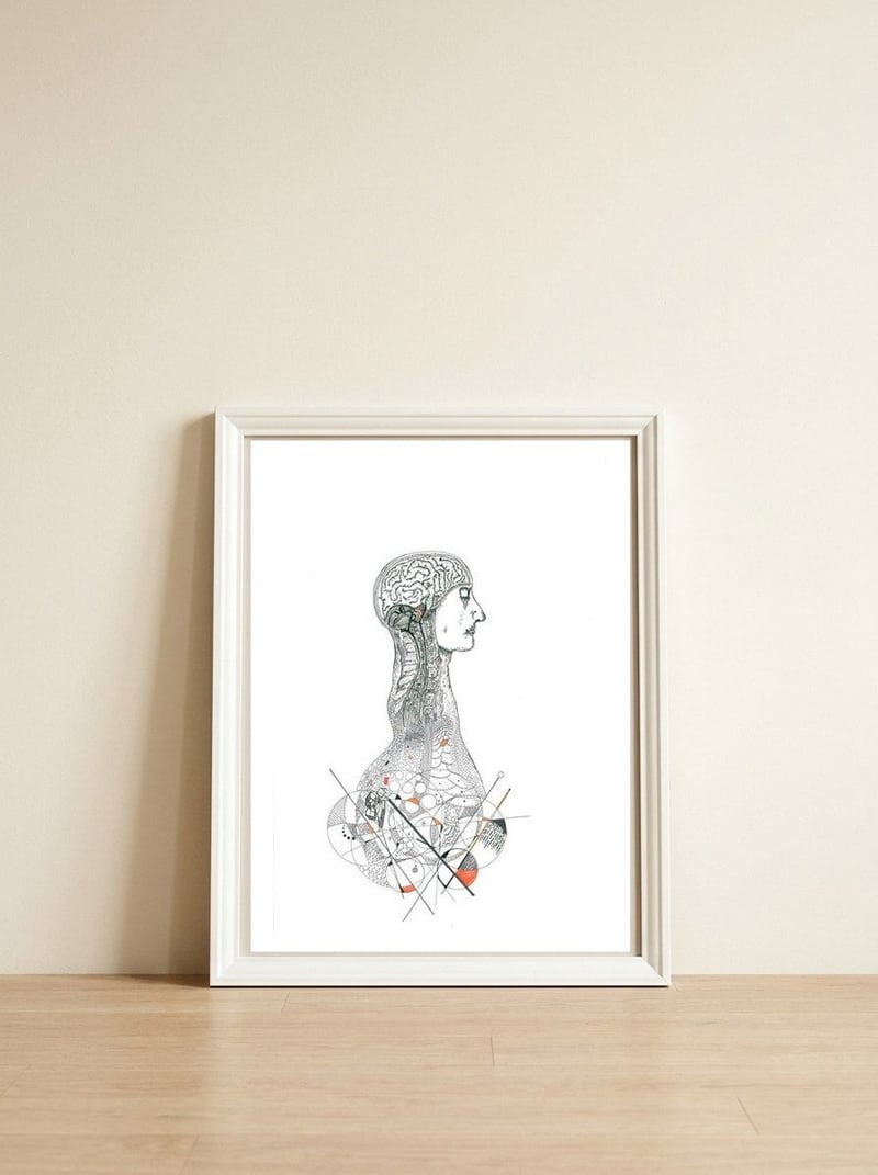 Anatomy — framed, leaning against the wall