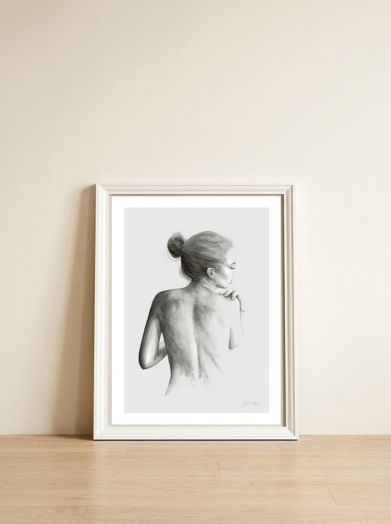 Embrace III — framed, leaning against the wall