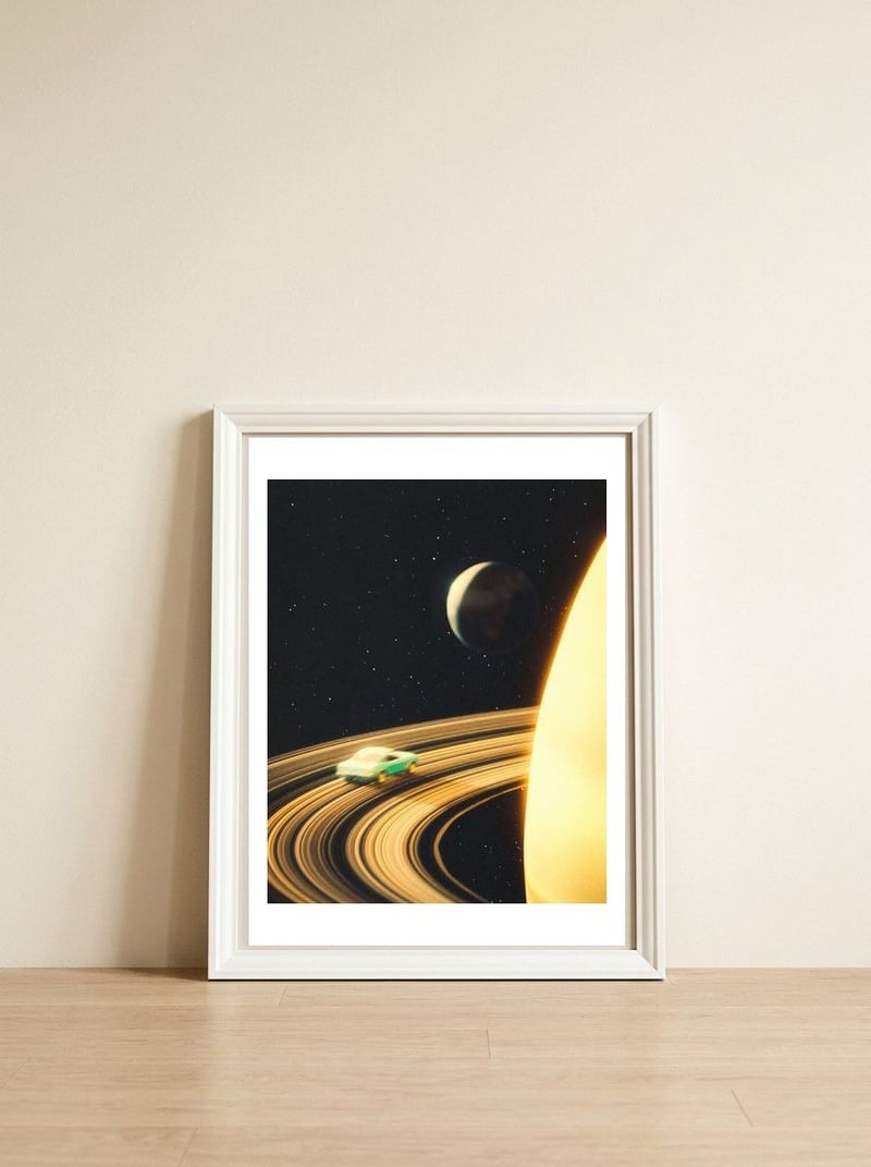 Saturn Highway — framed, leaning against the wall