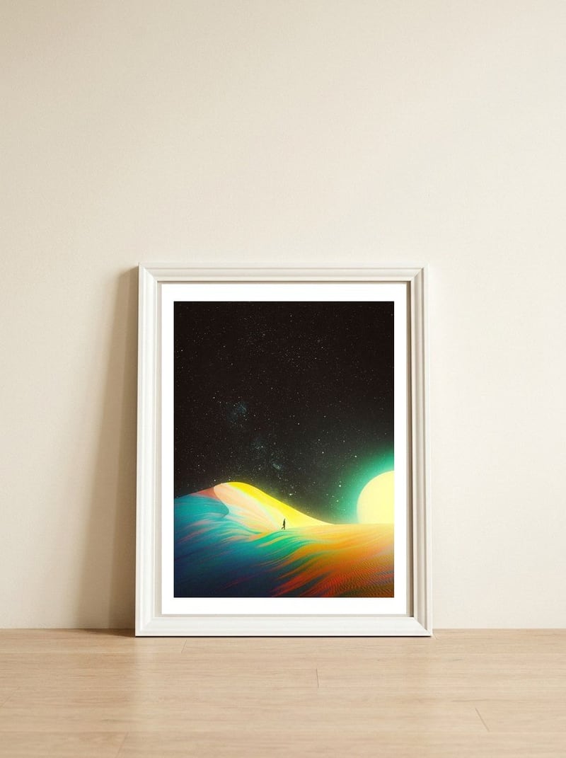 The Source of Happiness — framed, leaning against the wall