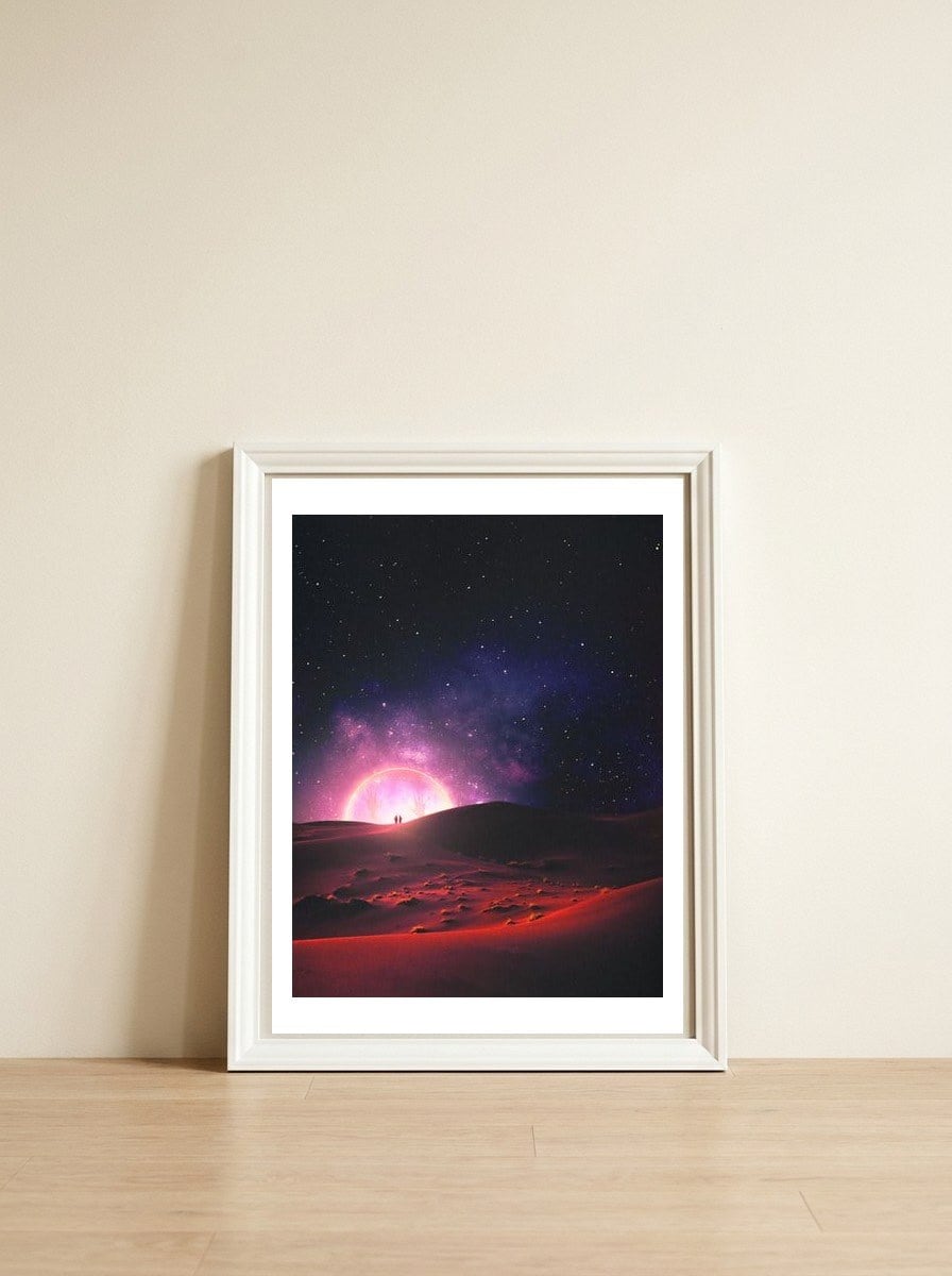 Night Over The Dunes — framed, leaning against the wall