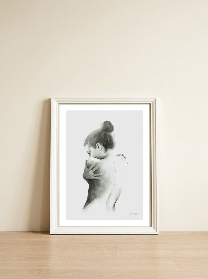 Embrace  — framed, leaning against the wall