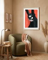 Orange Bunny framed in a tender room thumbnail