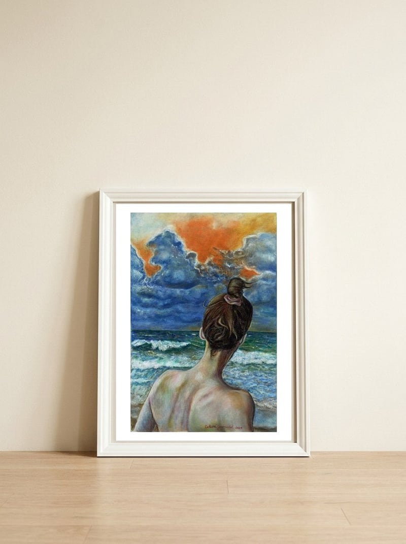 Low Tide — framed, leaning against the wall