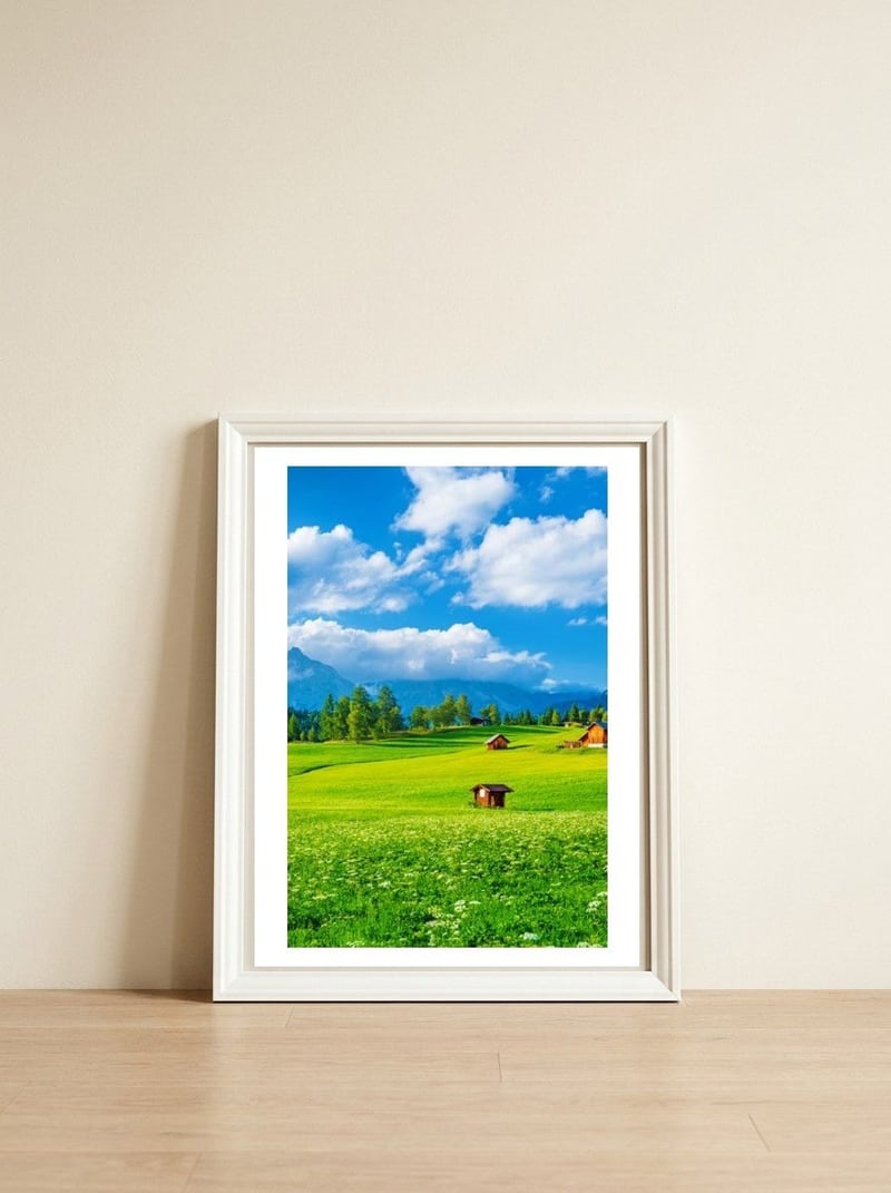 Nature — framed, leaning against the wall