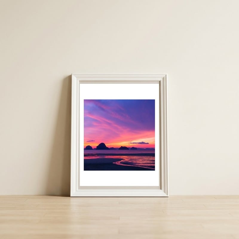 Beach — framed, leaning against the wall