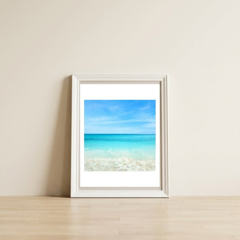Beach — framed, leaning against the wall