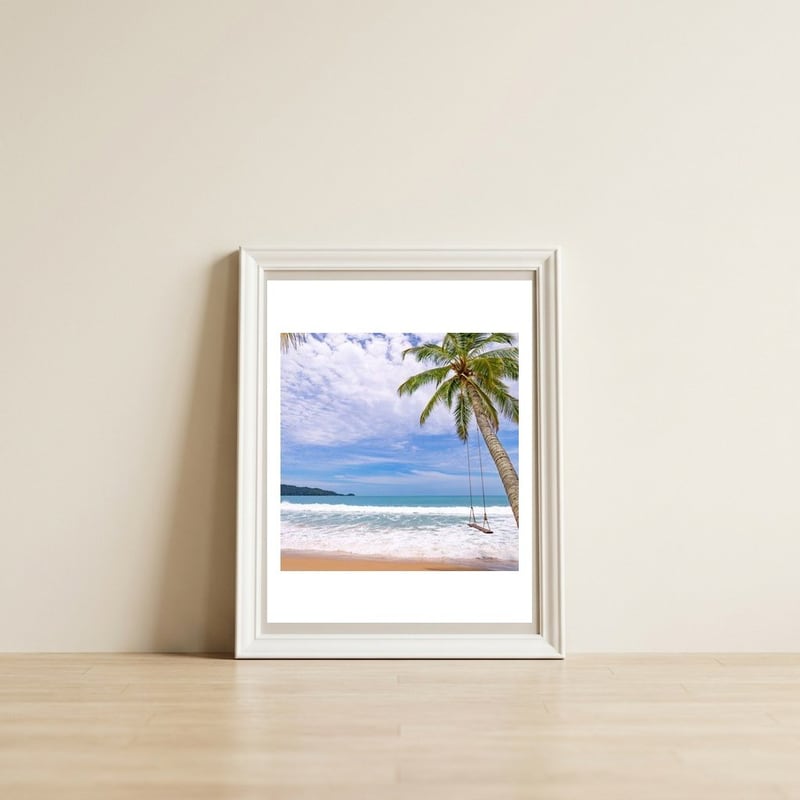 Beach — framed, leaning against the wall