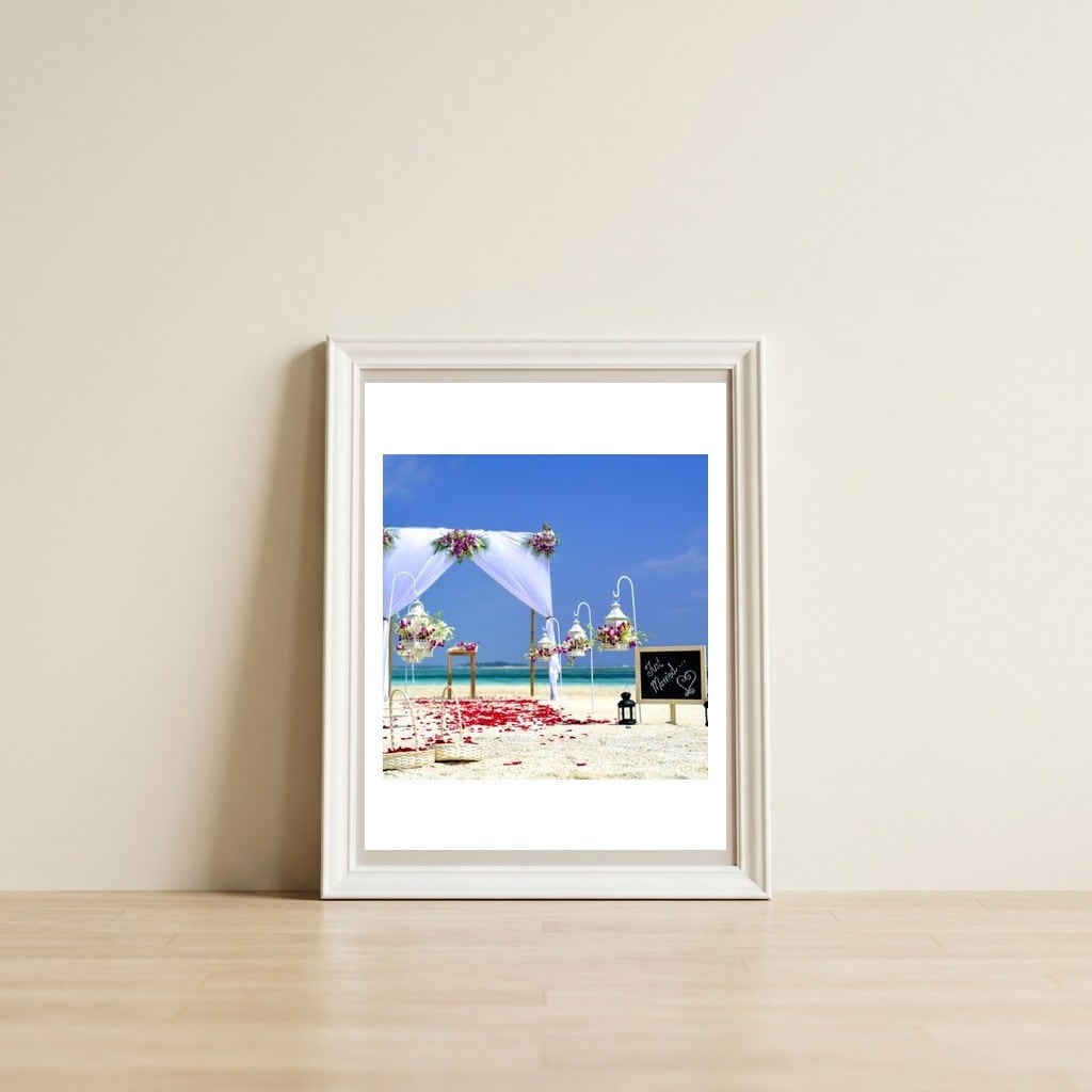 Beach — framed, leaning against the wall