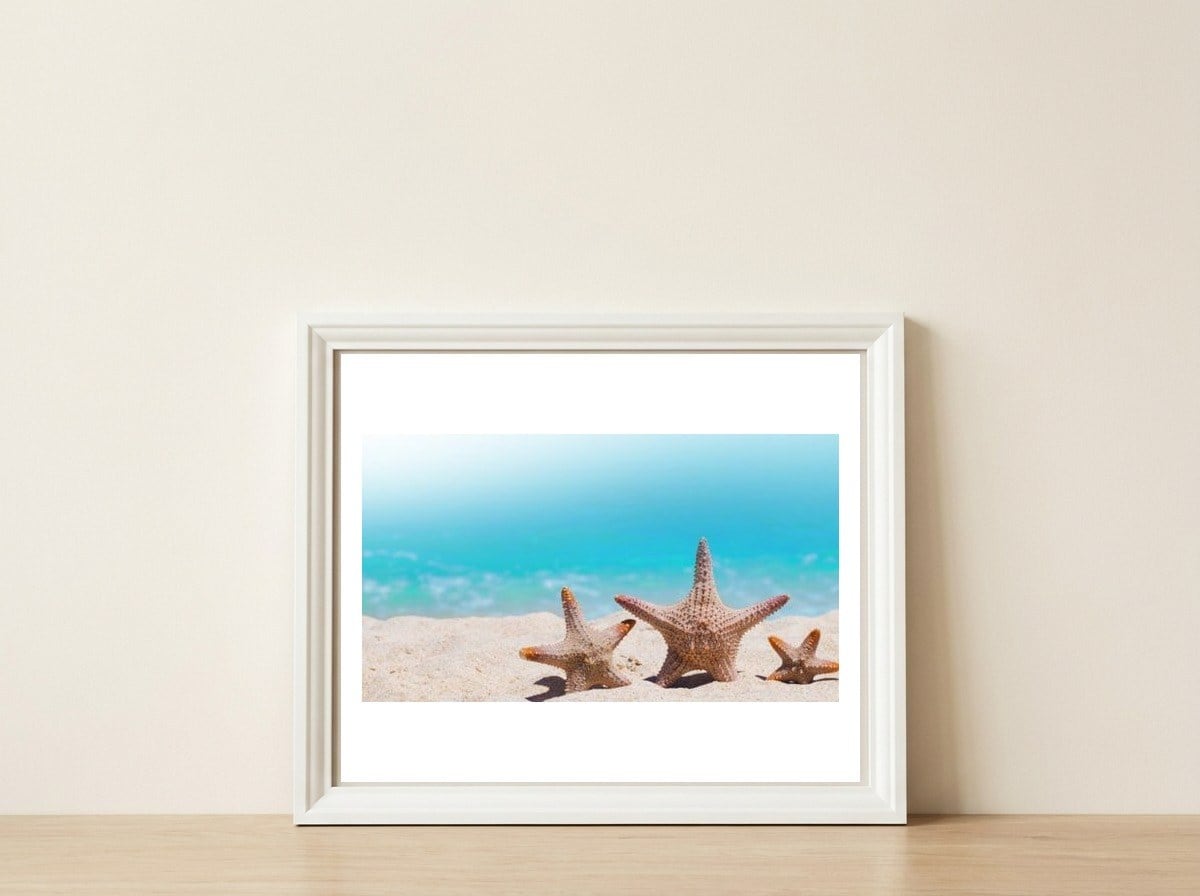 Beach — framed, leaning against the wall