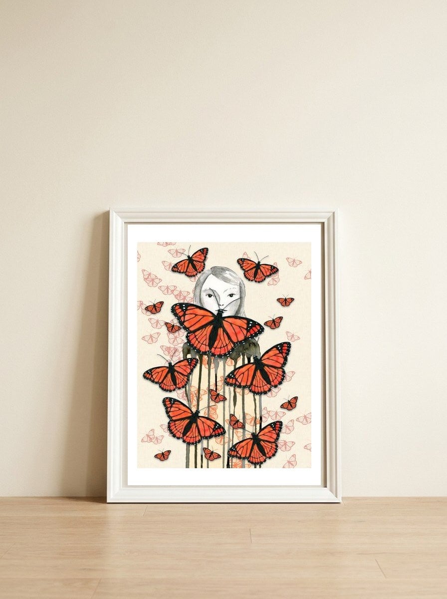  Surrounded by butterflies — framed, leaning against the wall