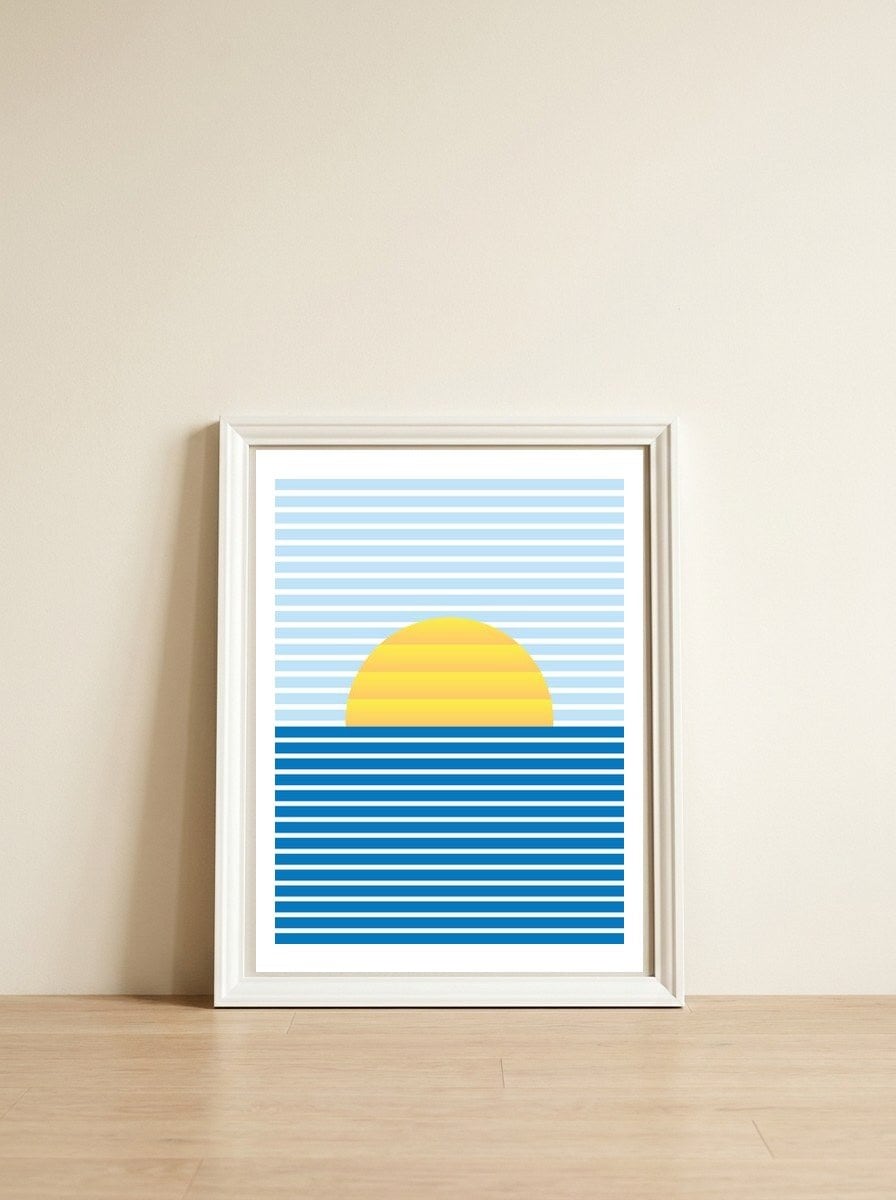 Minimalist landscape I — framed, leaning against the wall