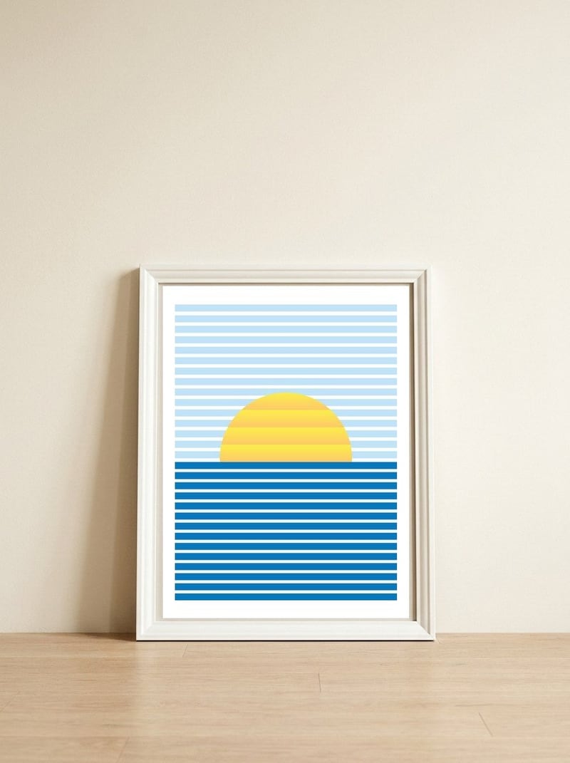 Minimalist landscape I — framed, leaning against the wall