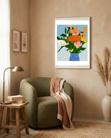 Potted Happiness | Flower Pot Botanical Floral Still Life | Eclectic Plants Modern Bohemian Décor framed in a tender room thumbnail