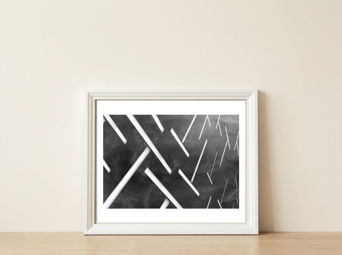 Dashed Path #3 — framed, leaning against the wall