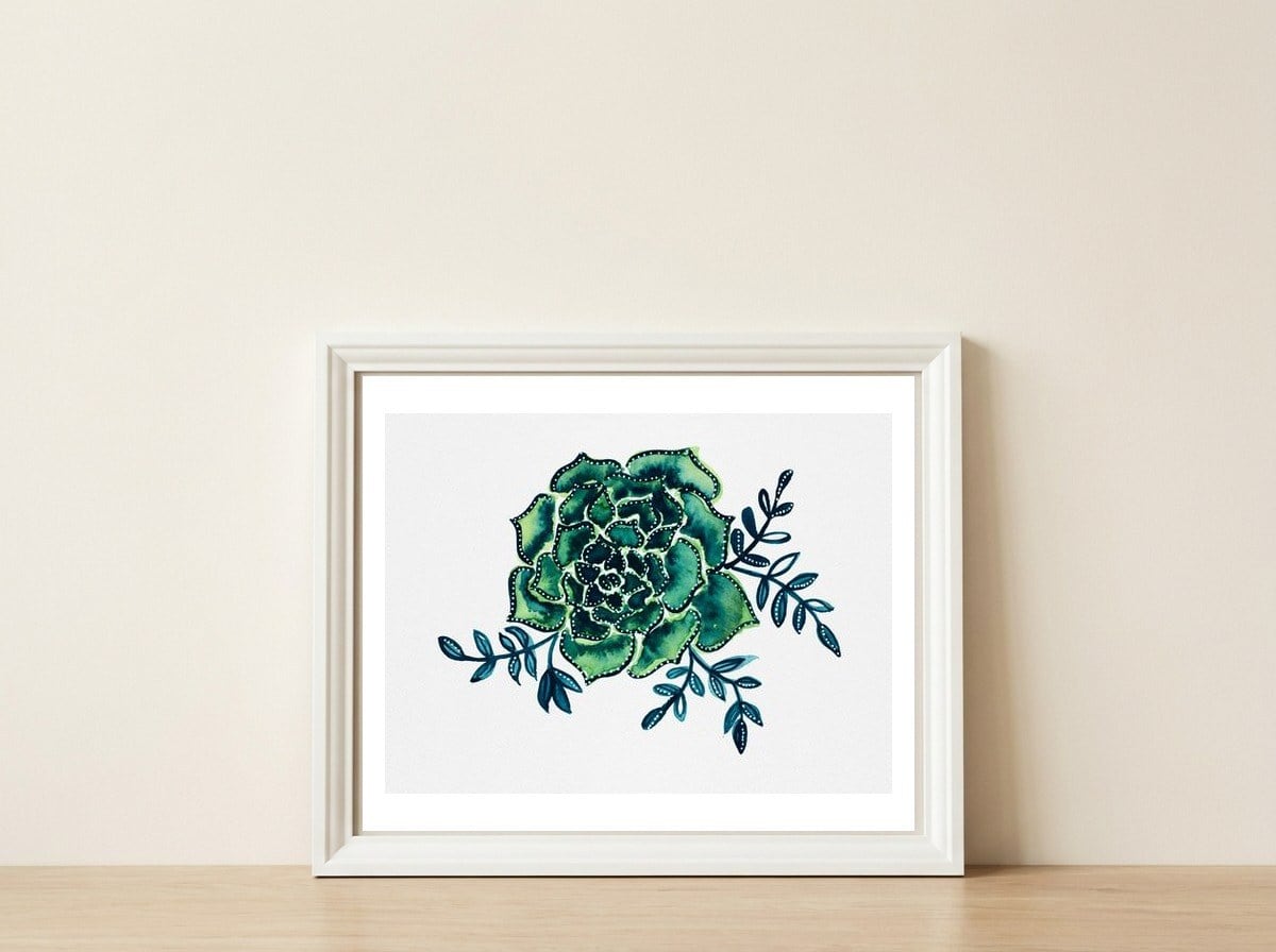 Rose Cactus — framed, leaning against the wall
