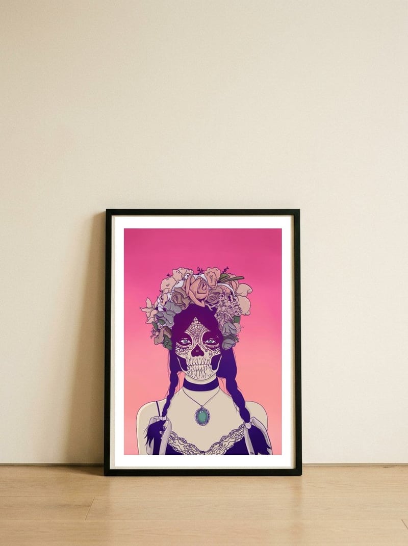 Lady Fy — framed, leaning against the wall