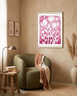 Abstract Flowers Pink framed in a tender room thumbnail