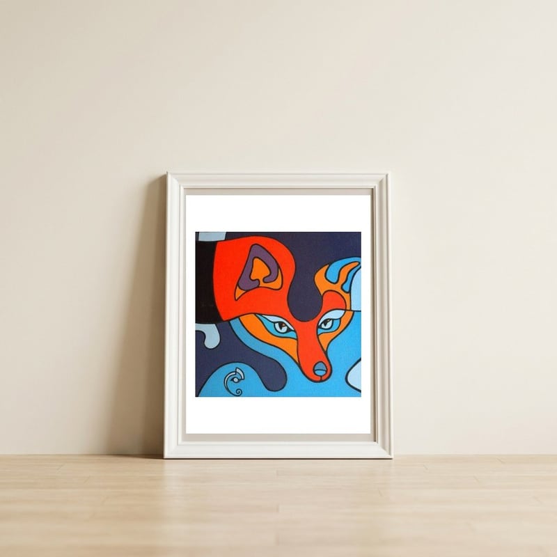 Fox by Chameleon Amour — framed, leaning against the wall