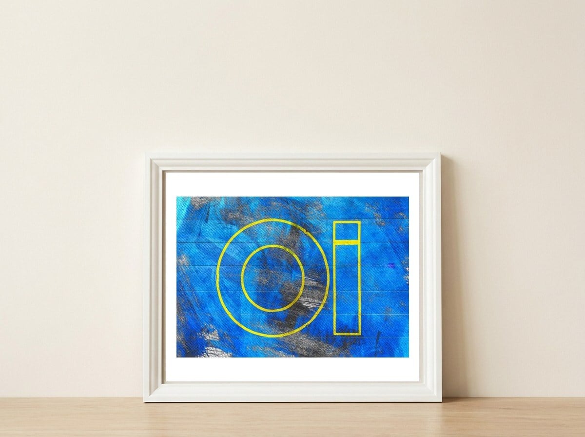 Welcome_Oi  — framed, leaning against the wall