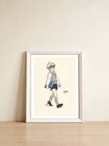 School boy — framed, leaning against the wall thumbnail