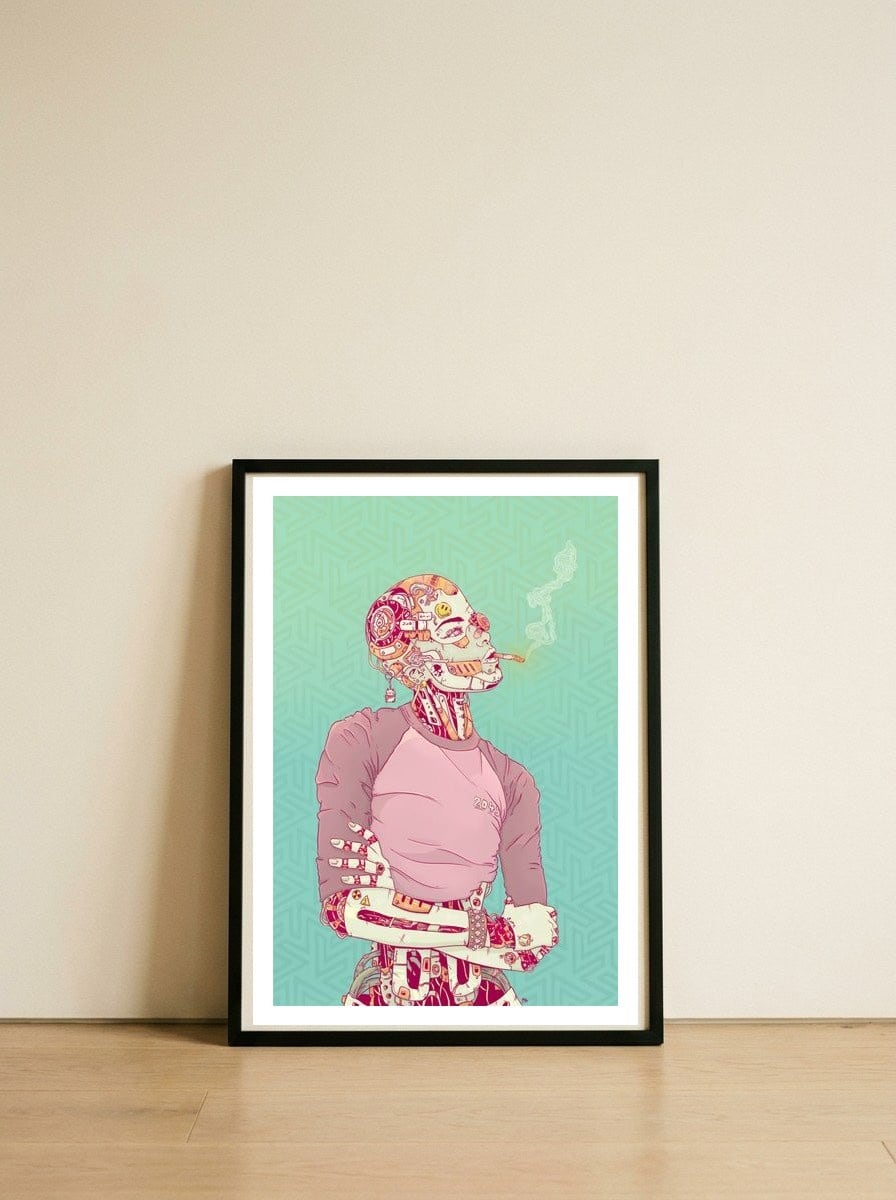 Nostalgic Lady — framed, leaning against the wall